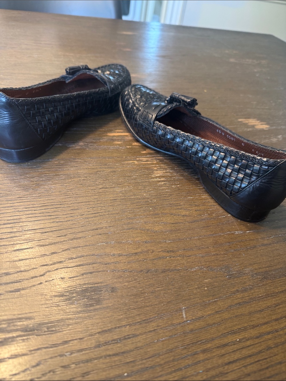 Cole Haan Black Woven Leather Tassel Slip-On Loafers - Picture 4 of 6